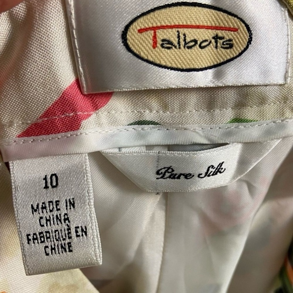 Talbots Pure Silk Floral‎ straight leg pants vintage Sz 10 - Picture 7 of 8